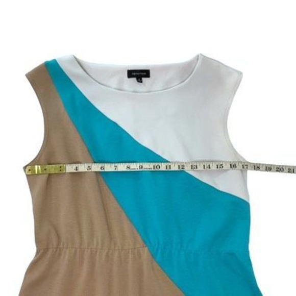 Spence Women’s Sz 12 Tan Polyester Spandex Scoop Neck Sleeveless Shift Dress - Picture 8 of 12